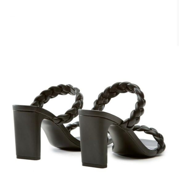 SODA KIMMIE DOUBLE BRAIDED STRAP SLIP-ON SLINGBACK HEEL SANDALS - Picture 4 of 5